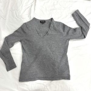 Lord & Taylor Extra Fine Merino Wool Grey Sweater